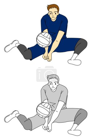 Sitting volleyball (male player) illustration set