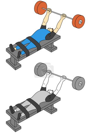 Illustrationsset von Athleten beim Powerlifting, ein Parasport