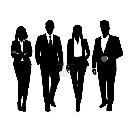 Téléchargez les illustrations : Silhouettes vectorielles d'hommes et de femmes d'affaires - en licence libre de droit