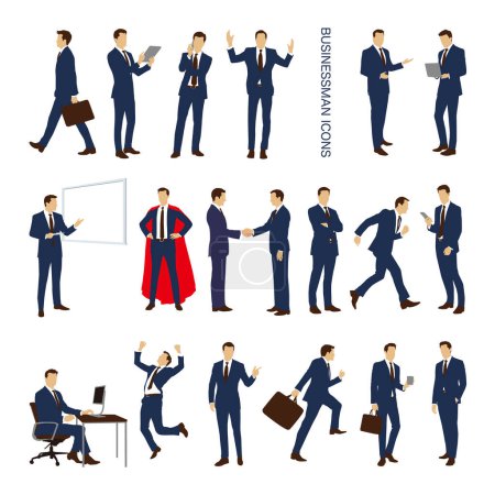 These are various situations and various poses of businessmen.