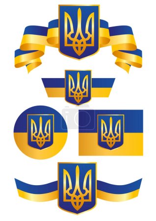 Illustration for Symbols of Ukraine, flag, coat of arms, emblem - Royalty Free Image
