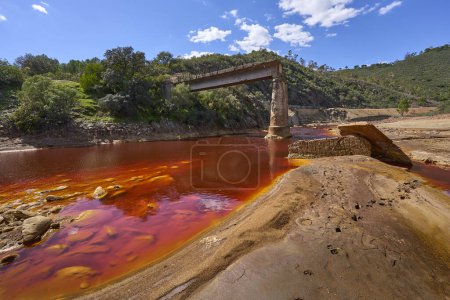 Photo for Landscapeat red River Rio Tinto in Spain with its natural deep red water, Province Huelva, Andalusia, Spain - Royalty Free Image