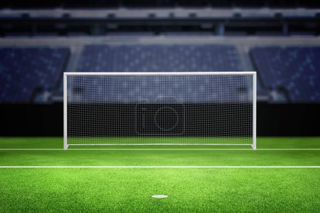 Empty football goal in the stadium, perfect for background or text and product promotion, showcasing a sports-themed atmosphere