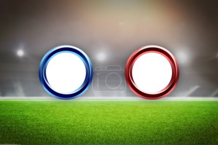 Dos círculos con logotipos de clubes de fútbol, ideales para promover un partido de fútbol o mostrar la marca y la identidad del club