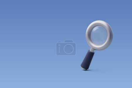 Illustration for 3d Vector Magnifying glass. Finding, Reading, Research, Analysis information concept. - Royalty Free Image