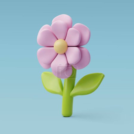 Illustration for 3d Vector Spring Pink flower. Happy Mother's Day, Valentine Day concept. Eps 10 Vector - Royalty Free Image