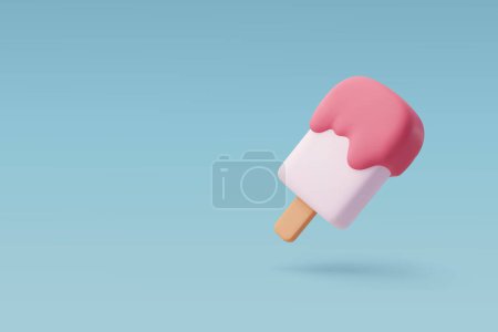 3d Vector Ice Cream stick, Summer holiday, Time to travel concept.