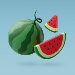 3d Vector Watermelon, Hello Summer, Summertime, Back to travel Concept.