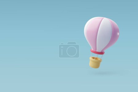 Illustration for 3d Vector Hot Air Balloon, Anniversary, Valentine's Day Concept. - Royalty Free Image