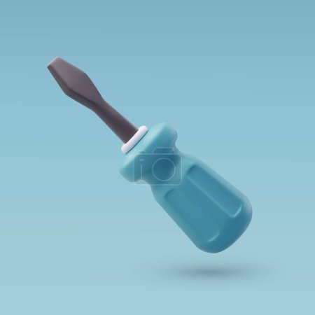 Illustration for 3d Vector Screwdriver, Construction and Maintenance Icon for Web Design. - Royalty Free Image