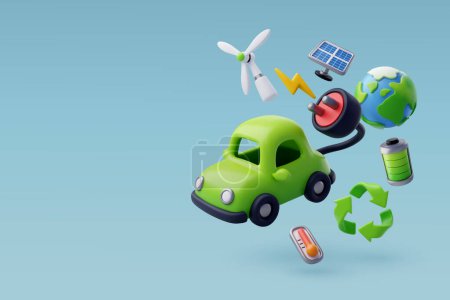 Illustration for 3d Vector Green Energy icon set, Green Energy, Clean Energy, Environmental Alternative Energy Concept. - Royalty Free Image