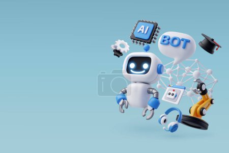 Illustration for 3d Vector icon of AI in science and business, Technology and engineering concept. - Royalty Free Image