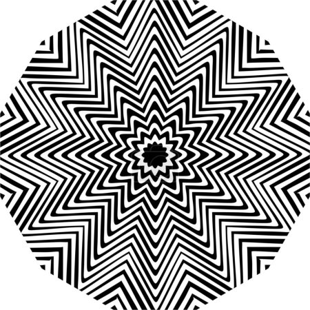 Téléchargez les photos : Mandala. Noir sur fond blanc élément décoratif. Art linéaire abstrait géométrique circulaire - en image libre de droit