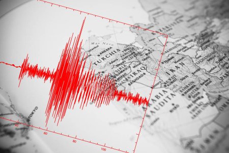 Téléchargez les photos : Earthquake wave in Turkey and Syria map - en image libre de droit