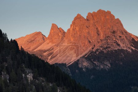 The northern side of  Cir group at sunset from the Val Gardena area