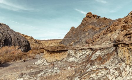 Photo for Arid stony ground landscape in the Tabernas desert in Andalusia Spain - Royalty Free Image