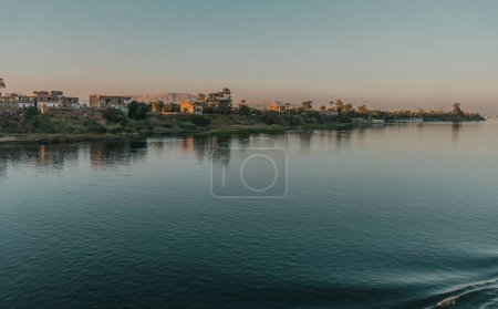 Photo for Nile River Landscape near Esna at sunset - Royalty Free Image