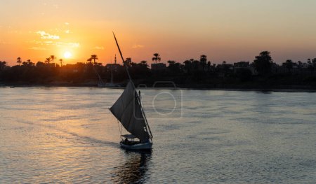 Photo for Nile River Landscape near Esna at sunset - Royalty Free Image