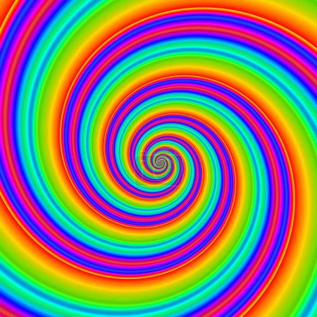 Foto de Círculo espiral hipnótico arco iris abstracto. Ilusión óptica psicodélica del espectro. Túnel colorido brillante de la hipnosis, fondo geométrico de la animación del remolino de la ilusión para la fiesta techno psy - Imagen libre de derechos