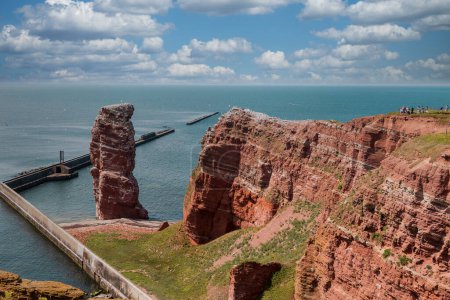 Long Anna, a famous red rock on the island Heligoland. Nort Sea, Germany.