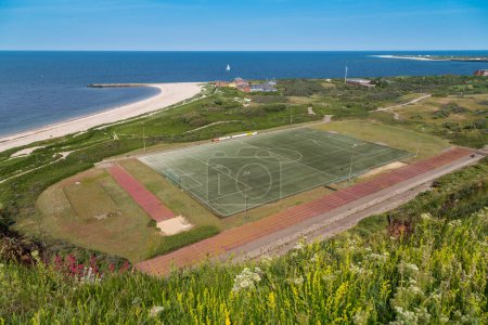 View of the north beach and the sosser field on the island of Heligoland. North sea. Germany.