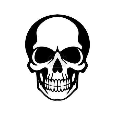 Illustration for Skull silhouette, isolated on white background. Halloween silhouette black skull logo - for scary design or decor. Vector illustration, traditional Halloween decorative element. - Royalty Free Image
