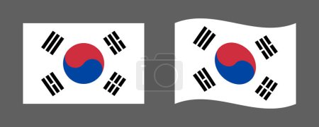 Illustration for South Korea flag signs set. Independence Day of South Korea. National symbols for Corean holidays. - Royalty Free Image