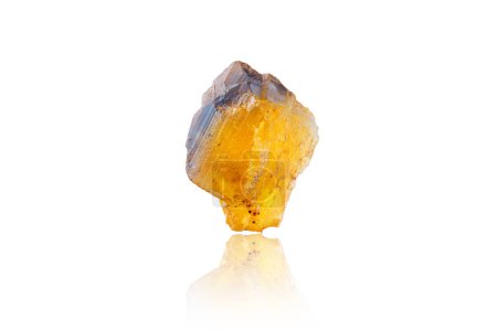 Photo for Macro mineral stone Fluorite yellow and blue color on a white background close-up - Royalty Free Image