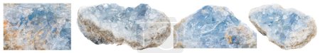 Téléchargez les photos : Ensemble de Macro pierre minérale Célestin dans la race un fond blanc de près - en image libre de droit