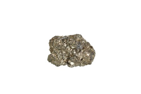 pyrite mineral stone macro on white background close up