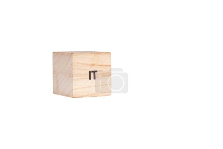 wooden cubes with the inscription It on a white isolated background close-up