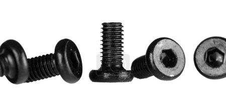 hex socket head screw in black color on isolated white background close up