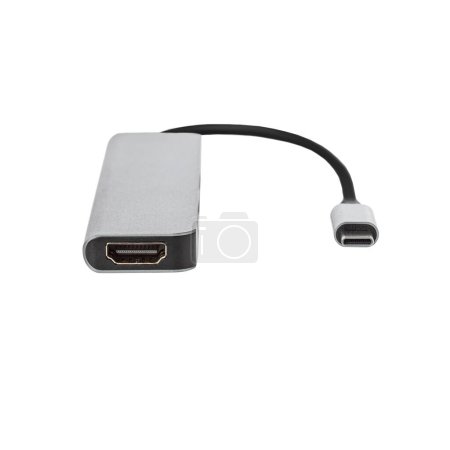 USB Type C Hub, USB Type C Splitter, HDMI, USB3.0, USB2.0, PD, SD, TF on white background close up