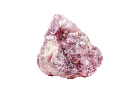 Lepidolite mineral stone in the rock a white background close up