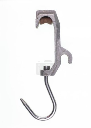 Foto de Industrial shiny steel hook isolated on white background - Imagen libre de derechos
