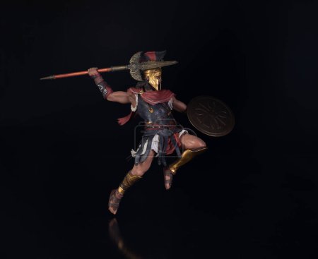 Photo for Spartan warrior isolated on black background - Royalty Free Image