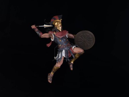 Photo for Spartan warrior isolated on black background - Royalty Free Image