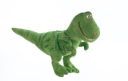 Foto de Dinosaurio de felpa verde aislado sobre fondo blanco - Imagen libre de derechos