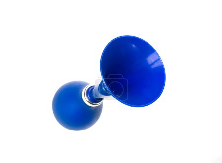 Photo for Blue rubber bicycle horn isolated on white background - Royalty Free Image