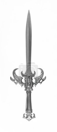 Photo for Medieval silver sword isolated on white background - Royalty Free Image