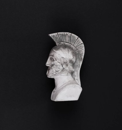 Photo for Marble head of Spartan Leonidas isolated on black background - Royalty Free Image