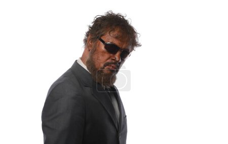 Photo for Caveman,ancient man businessman in suit - Royalty Free Image