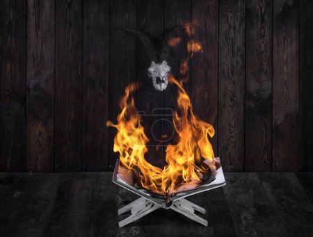 magical Burning book on fire flames