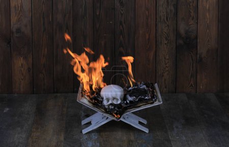 magical Burning book on fire flames