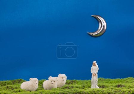 Ramadan, eine arabische Figur und Spielzeugschaf
