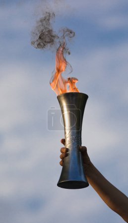 sports torch in the hand of an athlete