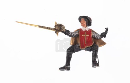 musketeer with saber isolated on white background