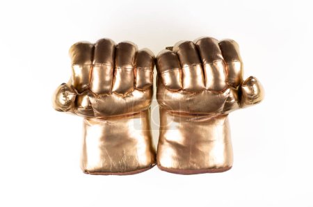 golden comic glove isolated on white background