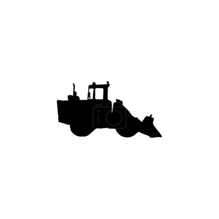 Illustration for Bulldozer icon. Simple style building company big sale poster background symbol. Bulldozer brand logo design element. Bulldozer t-shirt printing. Vector for sticker. - Royalty Free Image