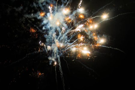 Photo for Colorful fireworks on New Year's Eve on the high Peienberg in Germany at the turn of the year from 2022 to 2023. - Royalty Free Image